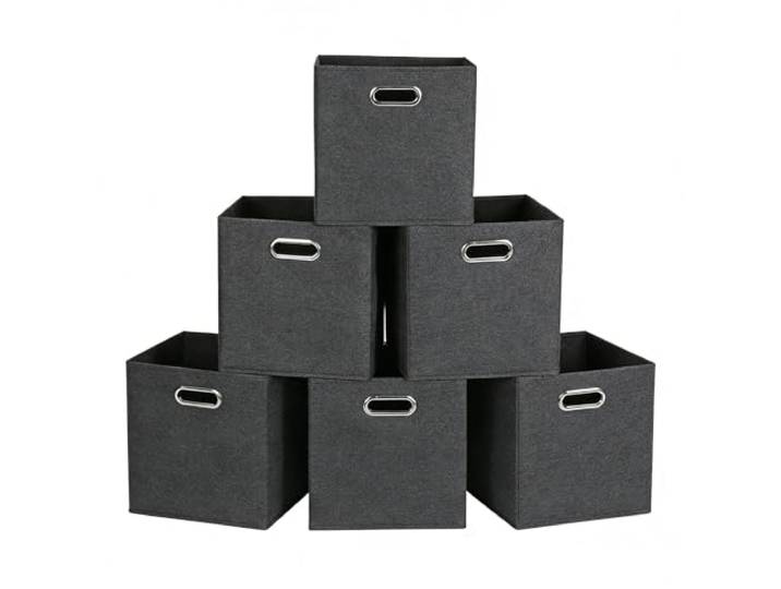 Kongming Kallax Einsatz 6er Set boîte de rangement en tissu avec poignée pliable boîte de rangement 28x28x28 cm pour étagère Kallax\, étagère cube\, étagère à niveaux (Anthracite)