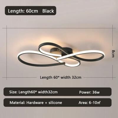 Uplift Picks Modern LED Ceiling Chandelier Black Minimalist Ceiling Light Fixture 60 Cm dimmable Rc With App