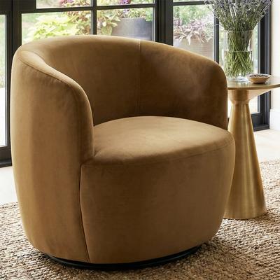 Housely "26.5"" Wide Velvet Small Swivel Barrel Accent Chair"