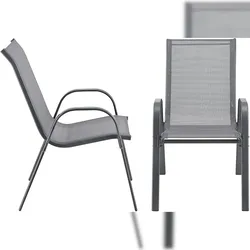 UAC Gartenstühle 2er Set Outdoor-Stuhl Gartenstuhl 90x54x70cm Wetterfest Stapelbar PVC Polyester Hellgrau