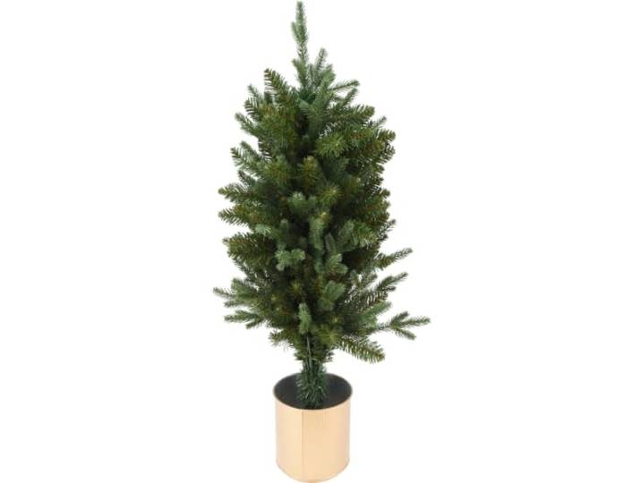 Home & Styling Künstlicher Weihnachtsbaum in goldenen Blumentopf, 90 cm