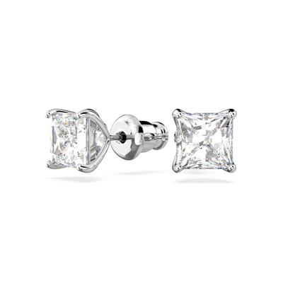 Paar Ohrstecker SWAROVSKI "Stilla Square Attract", silber (metallfarben, kristallweiß, kristallweiß), Ohrringe, Damen, Metall, mit Swarovski Kristall, Zirkonia (synth.)