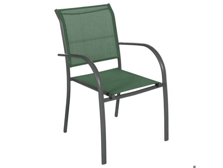 Fauteuil de jardin empilable  Piazza  vert olive & graphite en aluminium traité époxy - Hespéride