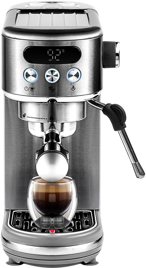 Daewoo Digital Display 20 Bar Espresso Coffee Maker Machine With Milk Frother Filter Steam Wand & Cup Warmer Black;Silver 2L