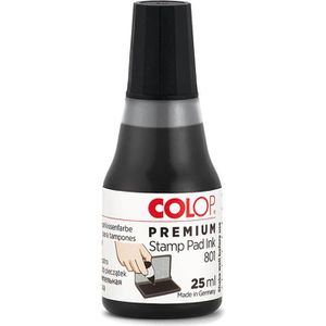 Colop Stempelfarbe 801 Premium, wasserbasiert, schwarz, für Schaumstoff- und Filzkissen, dokumentenecht, 25 ml