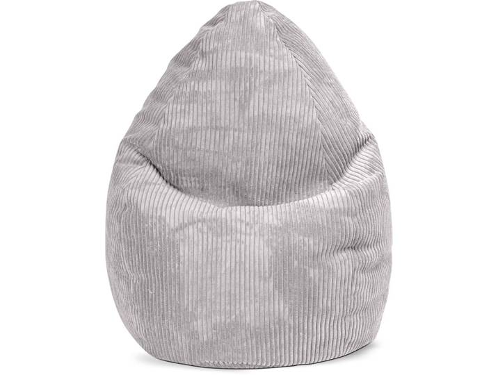 Pouf poire confort xl velours grosse cote gris clair 70x110cm