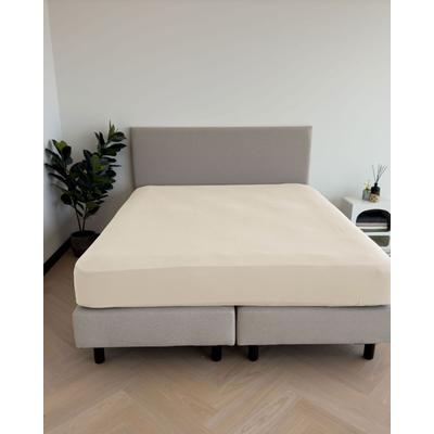 Spannbettlaken KAYORI "Emma", beige (natur), B:180cm L:220cm, Mako-Satin, Obermaterial: 100% Baumwolle, Bettlaken, Spannbettlaken, 100% Baumwollsatin