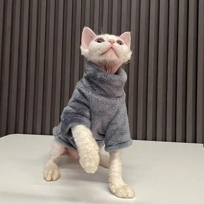 Uplifted Finds Fashionable Cat And Dog Winter Sweater Pet Hoodie Warm Knit Outfit xs gray