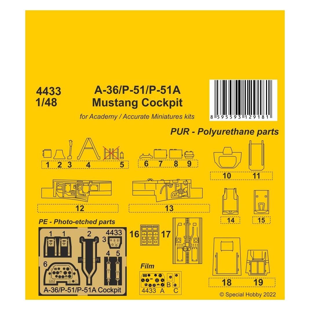 CMK A-36/P-51/P-51A Mustang Cockpit (129-4433)