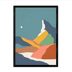 POSTER Nachtberg Und Tag A3 Schwarzer Rahmen