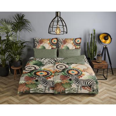Wendebettwäsche HIP "Janay", bunt (grün), B/L: 200cm x 200cm, 1 Stk., 2 Stk., Satin, B/L: 80cm x 80cm & 80cm x 80cm, 3, Satin, Obermaterial: 100% Baumwolle, Bettwäsche, Wendebettwäsche, Satin, Reißverschluss, Wendeoptik, Mandala, Zebra, grün