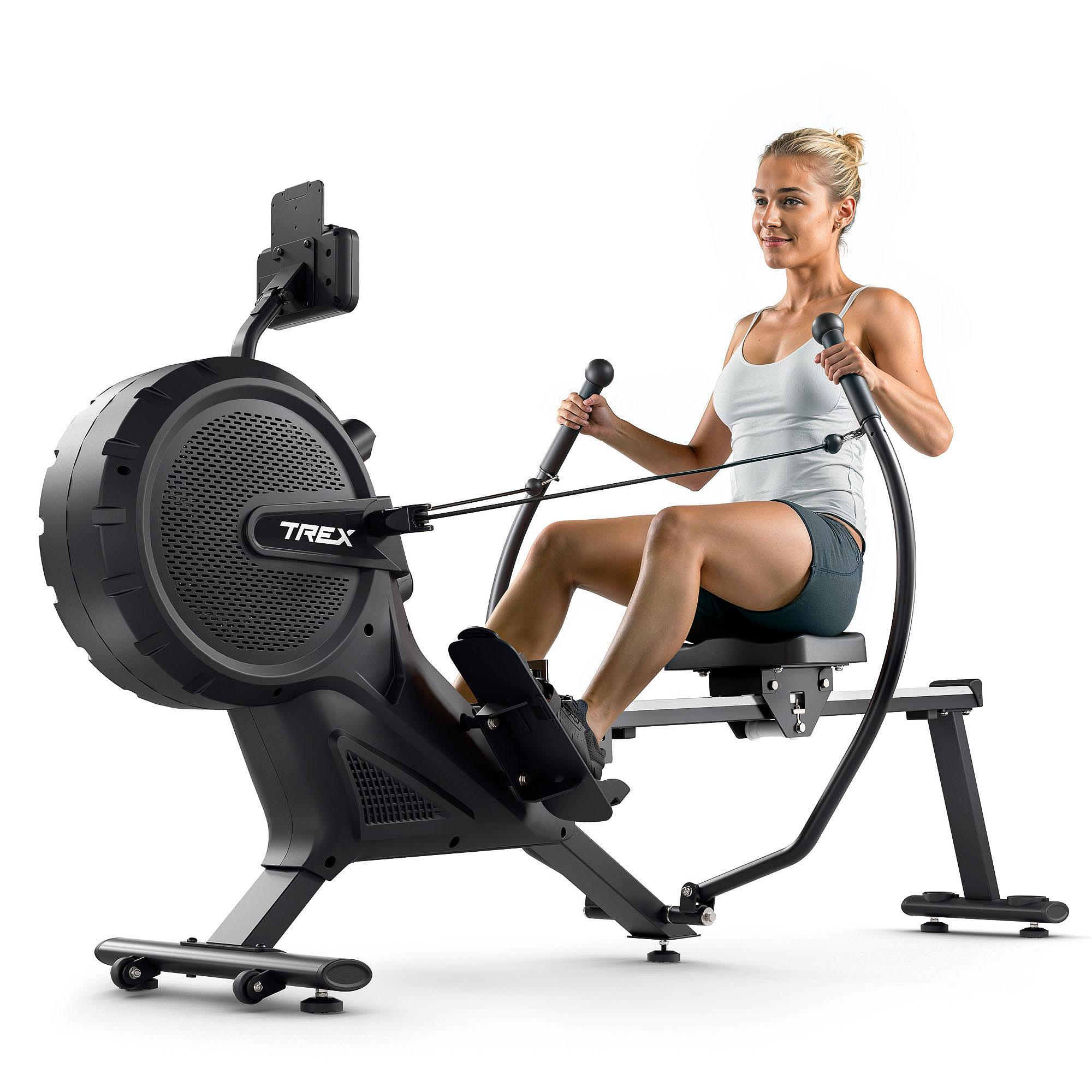 TREX SPORT Rudergerät klappbar für zuhause TX-880RM APRON | 16 Stufen Luft-Magnet-Widerstand Rudermaschine, 10kg Schwungrad | LCD-Display bis 150kg