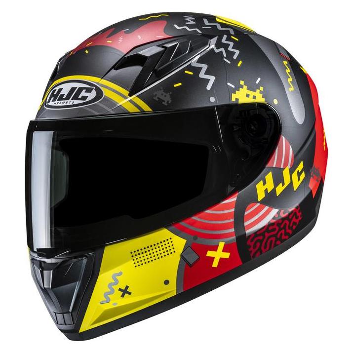 HJC Junior Y10 Motorradhelm Mika Schwarz Gelb (M, 50 - 51 cm) (107H57.16-2)