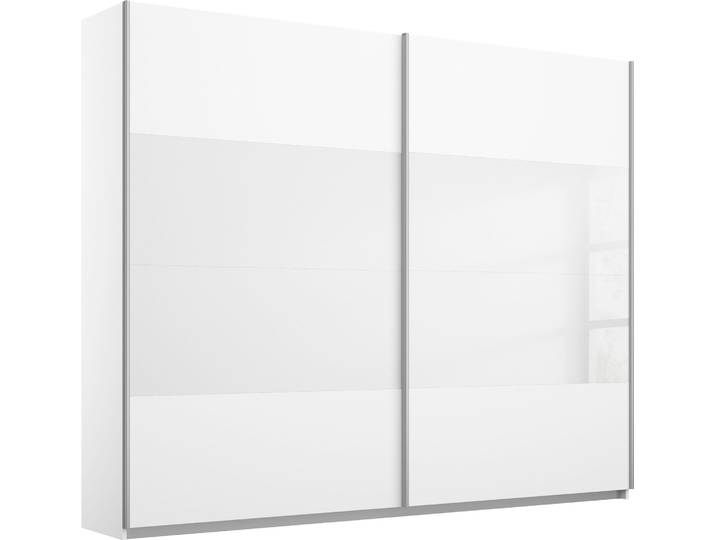 Schwebetürenschrank RAUCH Quadra Schlafzimmerschrank in vielen Breiten , weiss (weiß, weißglas), B:226cm H:230cm T:62cm, Holzwerkstoff, Schränke, Schwebetürenschrank, Kleiderschrank Garderobenschrank Schrank mit Glaselementen
