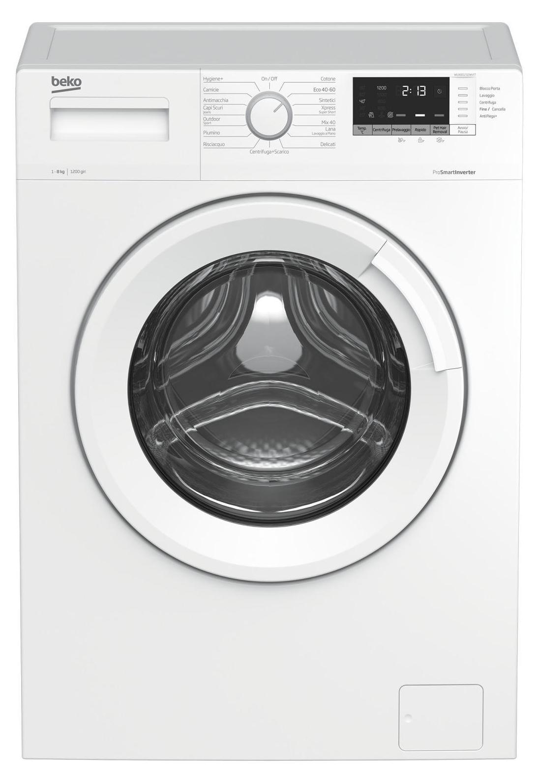 Beko WUX81232WI/IT, Frontlader, 8 kg, B, 74 dB, 1200 RPM, C
