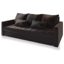 BETTSOFA SIRO Braun Plüsch-Stoff mit Schlaffunktion