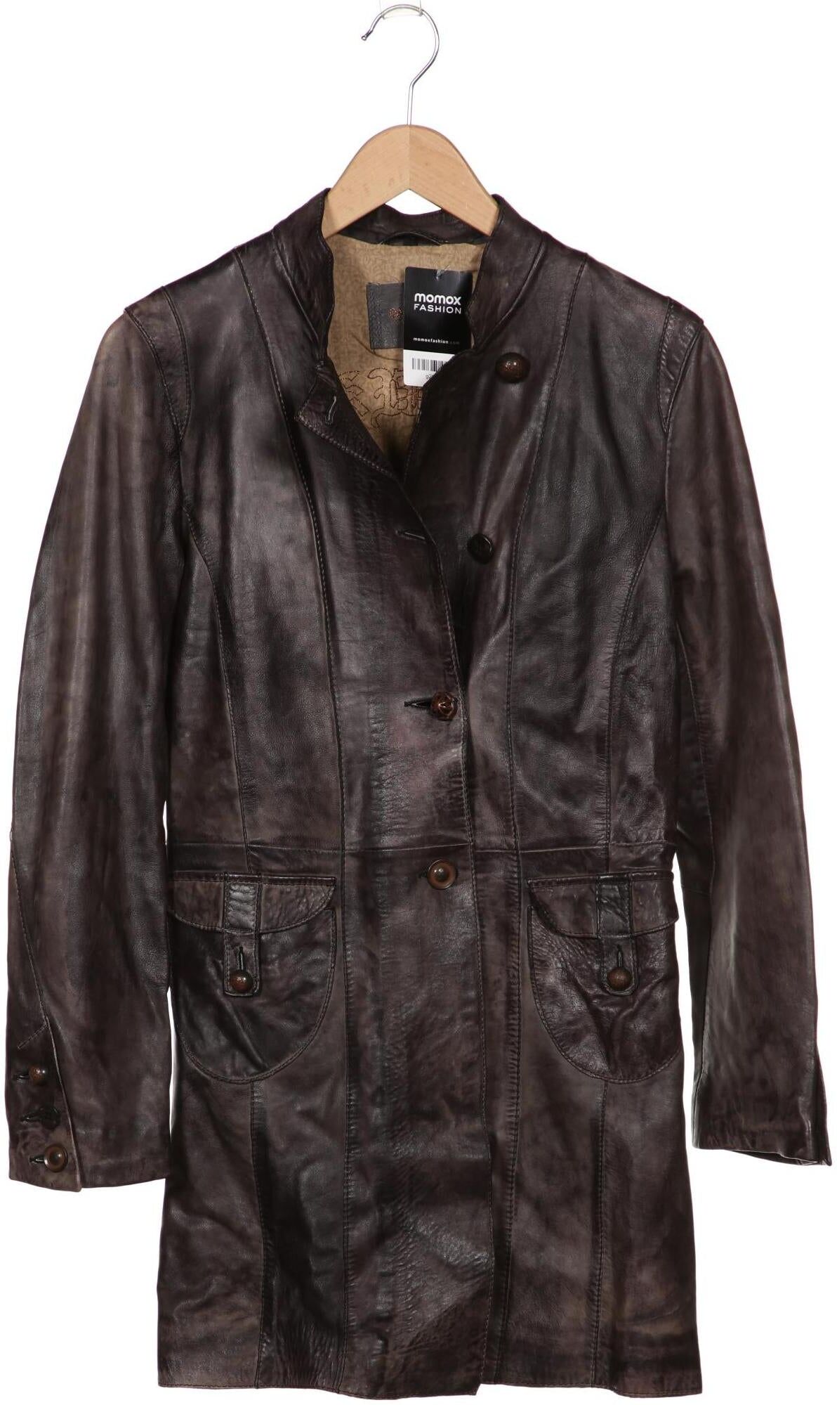 Oakwood Damen Mantel, Grau, Gr. M, Leder / Baumwolle - Second Hand