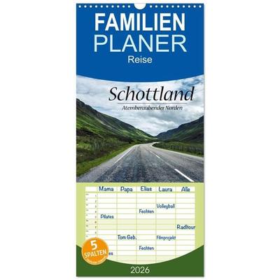 Familienplaner 2026 - Schottland, Atemberaubender Norden mit 5 Spalten (Wandkalender, 21 x 45 cm) CALVENDO