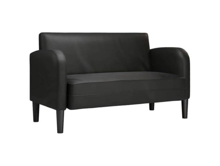 IBUQDDV Zweisitzer-Sofa Schwarz 110 cm Kunstleder Kunstleder, feucht abwischbar, Schaumstoff und Feder, Sperrholzrahmen, stützende Beine, Sperrholz-Armlehnen