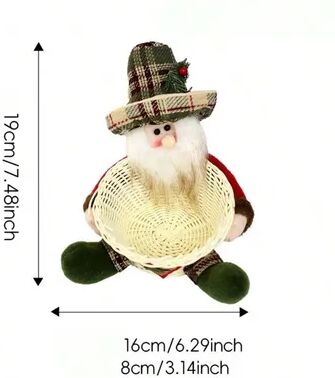 Modern Home Fixes Christmas Candy Basket Snowman, Woven Stand, Holiday Desktop Decor, Cute Design, Doll Decoration, Bowl Gift Box, Storage oldmen