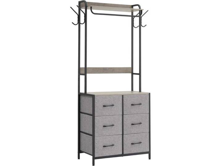 Commode à 6 Tiroirs pour Chambre Commodes Modernes Larges et Poignées Métalliques Commodes en Bois 40 x 80 x 192 cm Gris