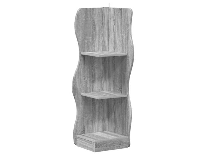 QINXIXINAIXI Eckregal Sonoma-Grau 34 x 33 x 102 cm Holzwerkstoff Wellenmuster,modernes Design,für Wohnzimmer,Deko und Bücher,feuchtigkeitsresistent,platzsparend,leicht zu pflegen