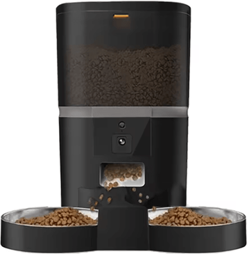 Inspire Picks Smart Automatic Pet Feeder With Camera Automatic Cat Feeder With Timed Feeding, HD Monitoring & Dual Bowls 4l 2 Bowl Black