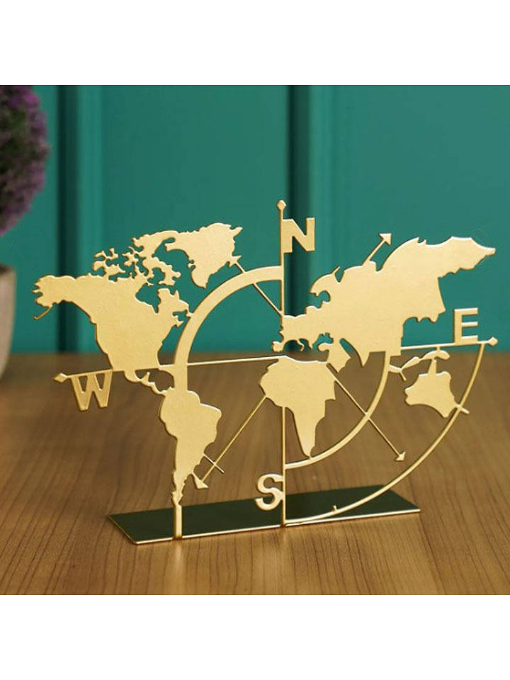 Lucky Bees Dekoobjekt "World Map" in Gold - (B)18 x (H)26 cm - onesize