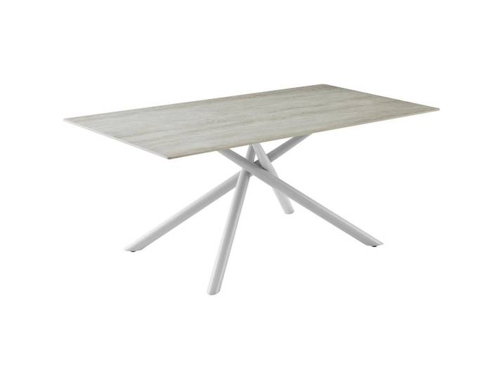 Carryhome Esstisch, Beige, Metall, Stein, rechteckig, Rundrohr, 90x76x180 cm, Bsci, Esszimmer, Tische, Esstische