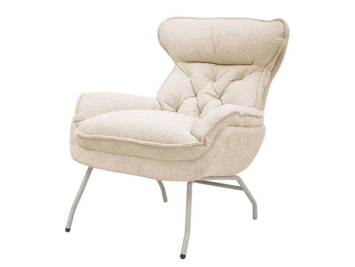 Loungesessel Beige/Beige Bouclé 80 x 92 x 92cm