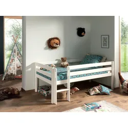 Hochbett Pino ca.90x200cm Kiefer Massiv Weiß