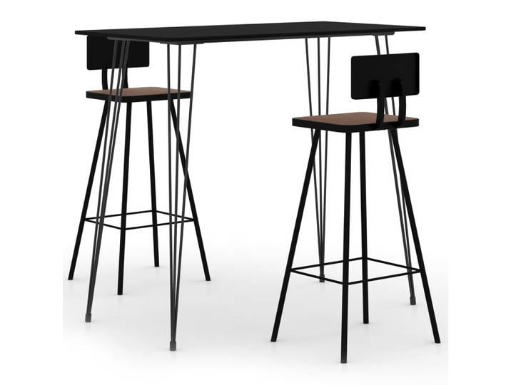 vidaXL 3-tlg. Bar-Set Schwarz