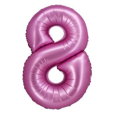 XL Folienballon pink matt Zahl 8