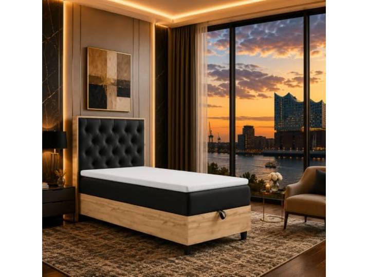 Best For Home Boxspringbett Trinity K-14 mit Bettkasten Matratze und Topper Robustes Boxspringbett 80x200 mit integriertem Bettkasten, Bonell-Federkernmatratze H3, komfortablem Topper und mit Liefer