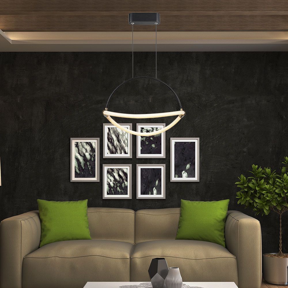 V-Tac Lampadario Led A Sospensione 12w Nero Opaco Design Moderno Luce 3000k – Sku 23434