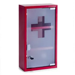 Medizinschrank CROSS (BHT 25x45x12 cm) - rot - BHT 25x45x12 cm