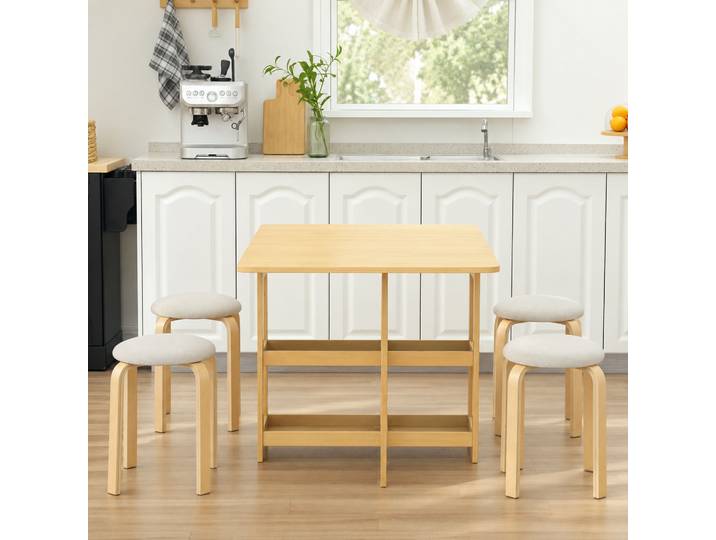 HOMCOM Tabourets Ronds Empilables Sans Dossier 40x40x45cm Crème