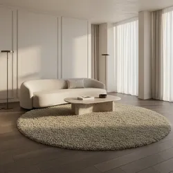 Teppich Hochflor SPREE in Natur, einfarbig, Ø 120 cm