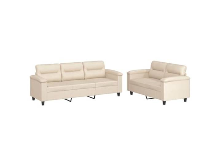 Todiikf 2-TLG. Sofagarnitur mit Kissen Couch-Set Beige Mikrofaser Bequeme 2er und 3er Couch Garnitur aus strapazierfähigem Mikrofasergewebe für Wohnzimmer und Fernsehecke.