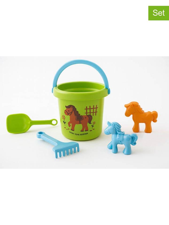 GOWI 5tlg. Sandspielzeugset "Pony" in Grün/ Orange/ Hellblau - ab 12 Monaten - onesize