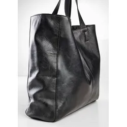 bonprix XXL-Ledershopper, schwarz, Gr.40x40 cm, Modischer Premium XXL-Ledershopper mit viel Stauraum, aus Nappaleder