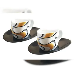 Luigi Colani Porzellan Espressissimo - Tassen mit Untertassen 4 tlg. wave gold black