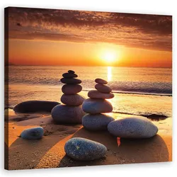 WANDBILD sonnenuntergang zen steine