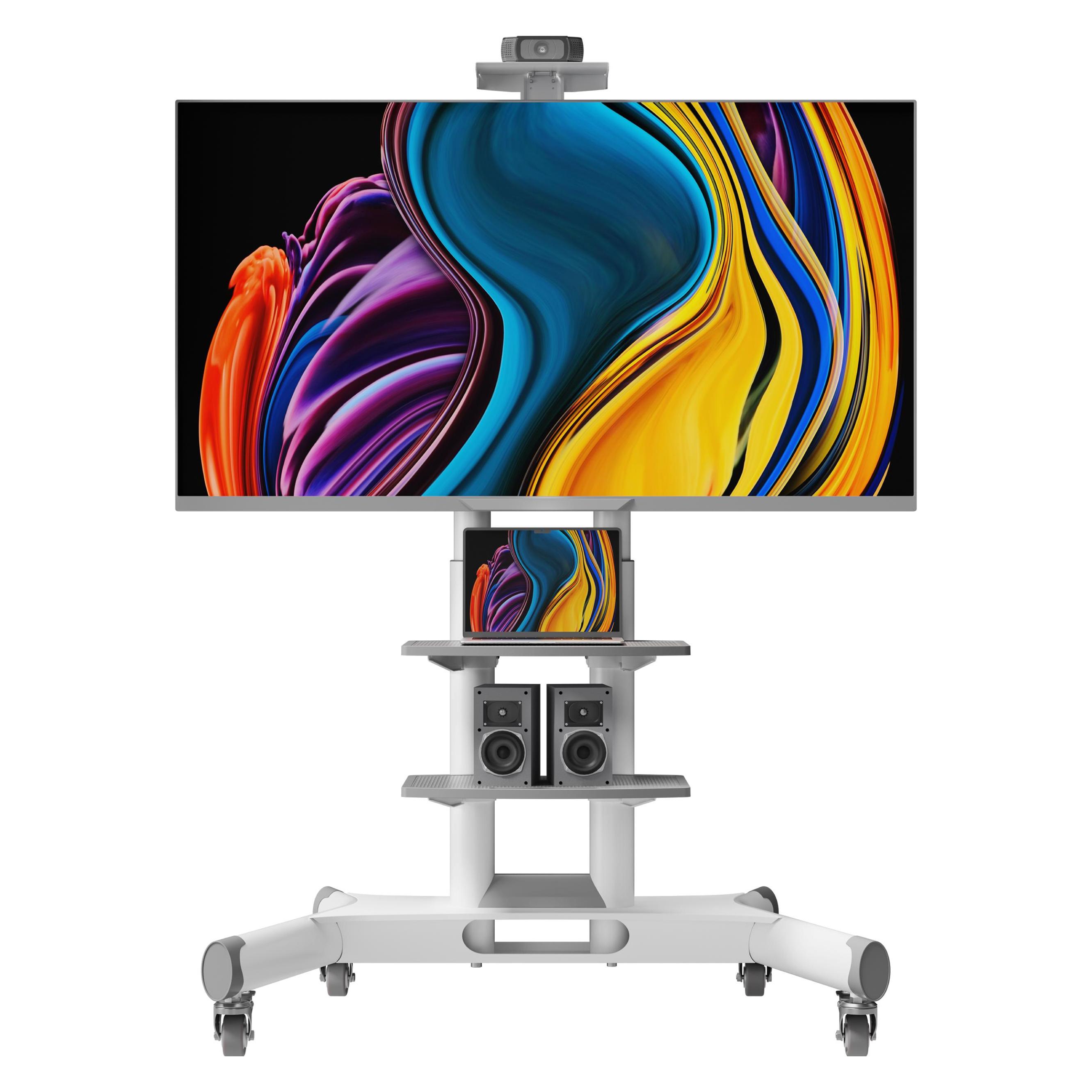 Onkron TV mobile stand for 40-70", max45kg, VESA 600x400, shelves, height adjustable, white (45 kg, 40" - 70") (TS1552-W)