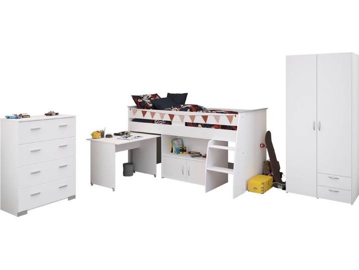 Parisot Jugendzimmer-Set Parisot, Reverse 11, (3-tlg), ausziehbarer Schreibtisch auf Rollen, viel Stauraum, Kleiderschrank