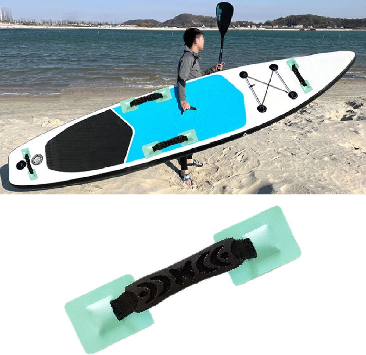 INF Poignée pour bateau gonflable 31x7cm (2 pièces) - Poignée Nylon+PVC pour SUP, kayak et planches de paddle