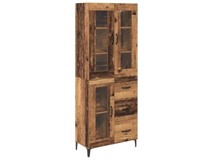 GHVBNMF Highboard Altholz-Optik Holzwerkstoff 69,5x34x180 cm 2-teilig Kompakter Schrank für das Wohnzimmer mit Schublade und Fächern schafft viel Ordnung auf kleinem Raum.