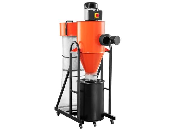 VEVOR Collecteur de Poussière Cyclone 1\,5 HP Dépoussiéreur Cyclonique Précision de Filtration 1 micron Séparateur de Poussières avec Bac 47 L et Support\, Système de Dépoussiérage pour Travail Bois