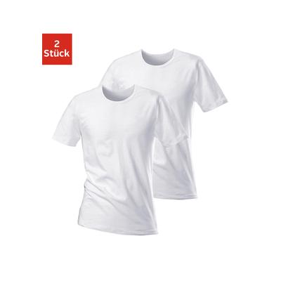 T-Shirt H.I.S, Herren, Gr. XXL, weiß, Jersey, Obermaterial: 95% Baumwolle, 5% Elasthan, unifarben, Basic, bequem, Rundhals, abgesteppte Kante, Shirts T-Shirt, mit Rundhalsausschnitt perfekt als Unterziehshirt