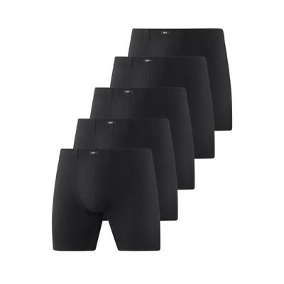 Langer Boxer H.I.S "Langer Boxer Boxershorts für Herren", Herren, Gr. 6L, 5 Stk., schwarz, Jersey, Obermaterial: 95% Baumwolle, 5% Elasthan, unifarben, körpernah, Unterhosen, Boxershorts aus Baumwolle mit langem Bein, Logo am Bund